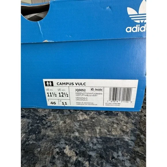 Adidas Originals Campus VulcAthletic Shoe Green Sneakers Footwear JQ0052 11.5